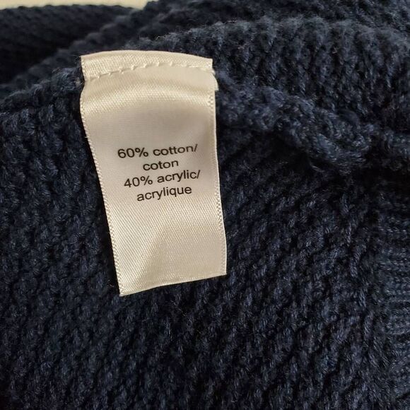 Maurices Women’s Size 1 Navy Blue Open Front Knit Cardigan Crochet Yoke Pockets - Picture 6 of 7